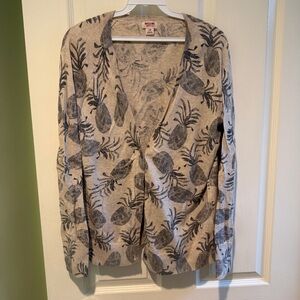 Mossimo Supply Co. V-Neck Pineapple Print Cardigan - Gray on Cream